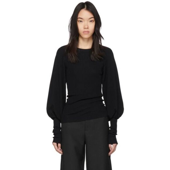 TOTEME Vignola Puff Sleeve Sweater Black Size Medium